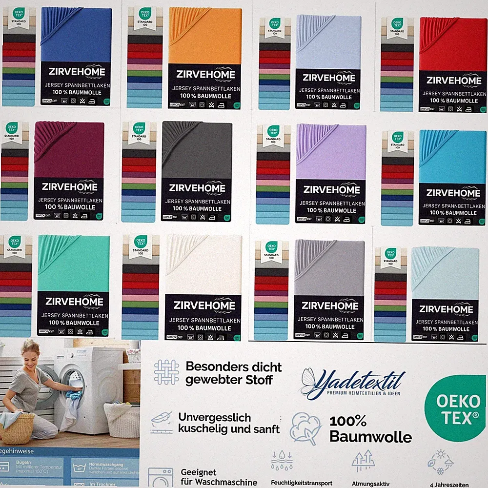 Spannbettlaken 100% Baumwolle Jersey | Bettlaken Matratzenbezug | Spannbetttuch