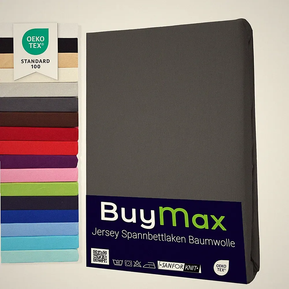 Spannbettlaken 100% Baumwolle Jersey Spannbetttuch Laken Bettlaken von BUYMAX