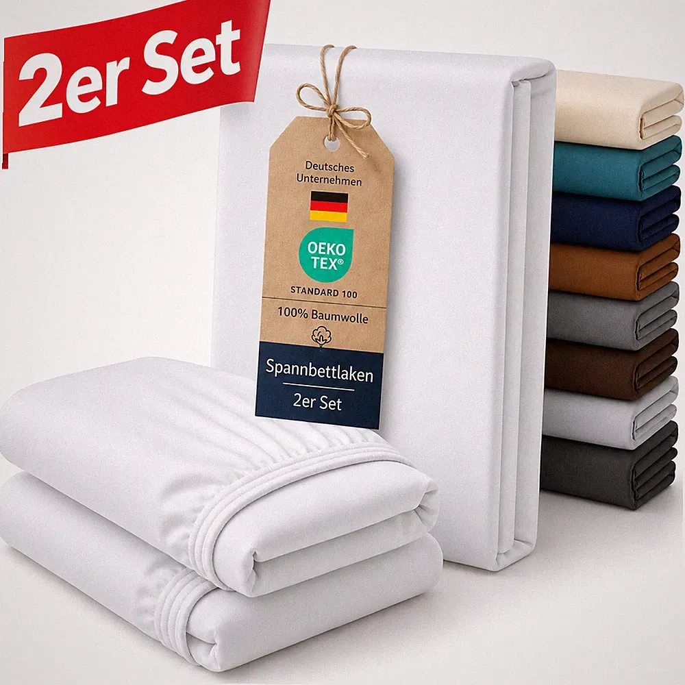 Spannbettlaken 2er Set 90x200 140x200 180x200 200x200 Jersey Baumwolle 160g/m²