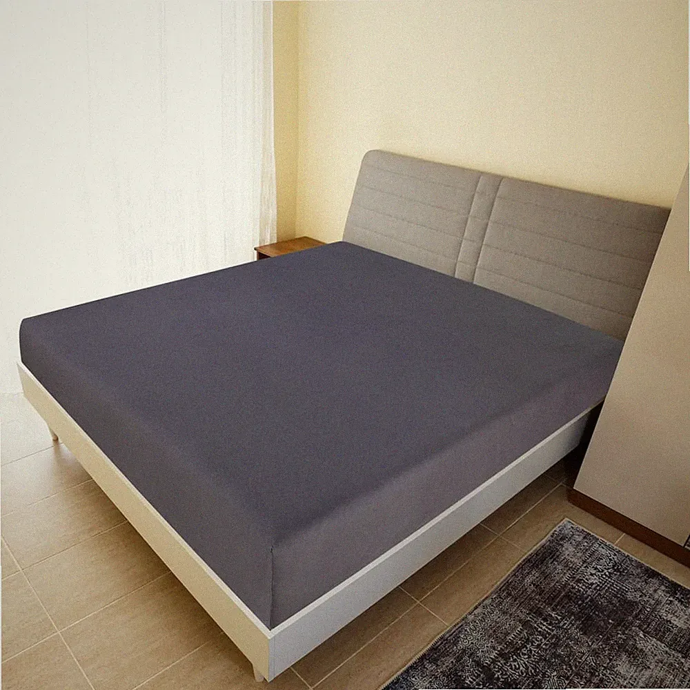 Spannbettlaken anthrazit 160x200 cm 100% Baumwolle Jersey tiefe Taschen weich waschbar