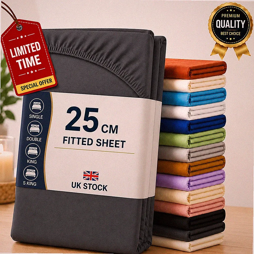 Spannbettlaken extra tief 25 cm Single Double Super King Size Laken UK