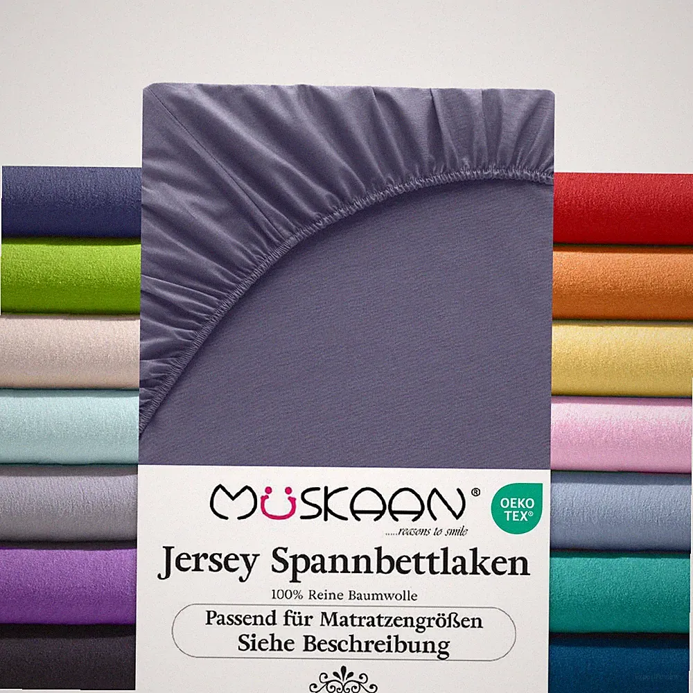 Spannbettlaken Jersey 100% Baumwolle – Spannbetttuch 8 Größen 32 Farben