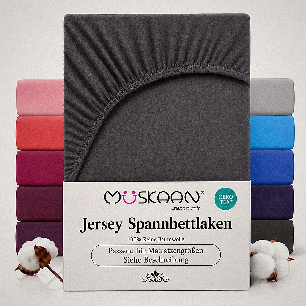 Spannbettlaken Jersey 100% Baumwolle Spannbetttuch Bettlaken Rundumgummizug