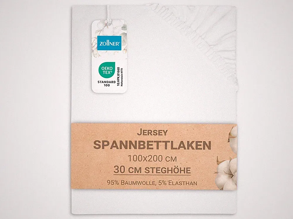 Spannbettlaken Spannbetttuch 95% Baumwolle 5% Elasthan, weiß