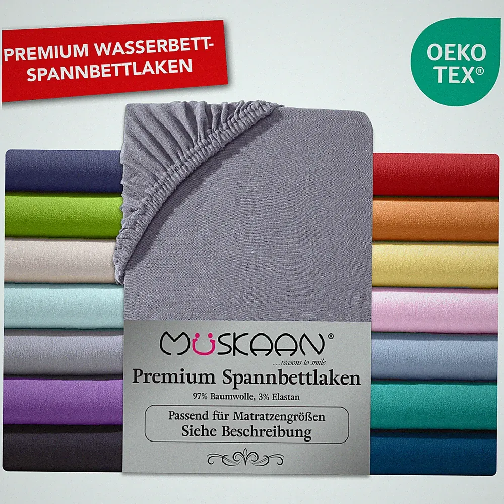 Spannbettlaken Wasserbett Baumwolle Elasthan Boxspringbett Spannbetttuch 190g/m²