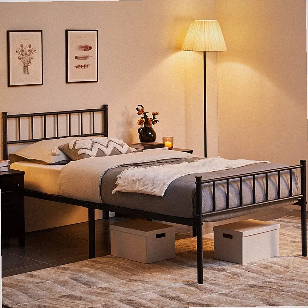 Stabiles Metallbett Bettrahmen mit Lattenrost Metallrahmenbett fürs Schlafzimmer
