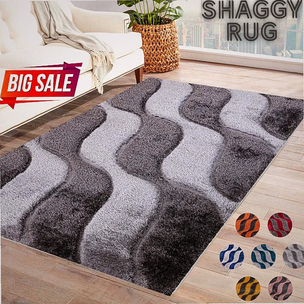 Stilvolle Teppiche Groß Shaggy Flur Läufer Teppich Schlafzimmer Wohnzimmer Weich Teppich Matte