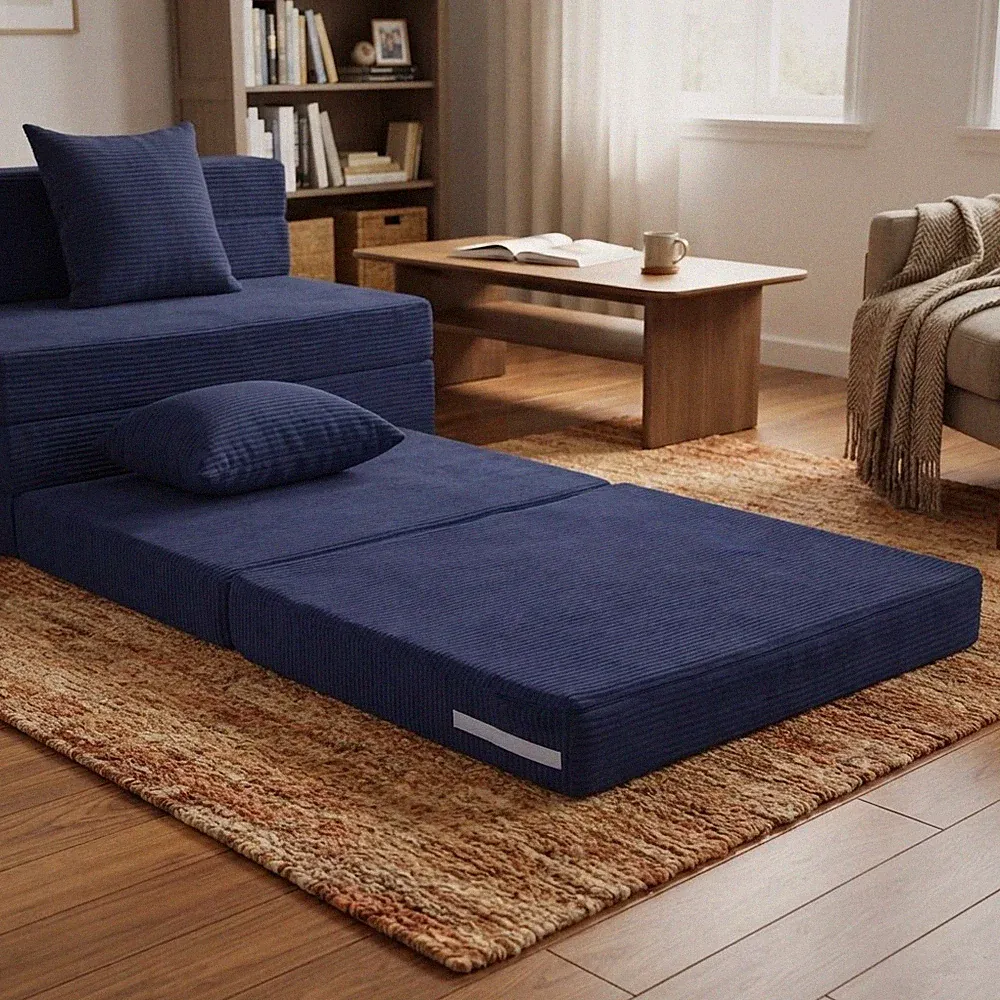Stilvolles ausklappbares Cord-Schlafsofa - perfekt für Gästeübernachtungen & Faulenzen