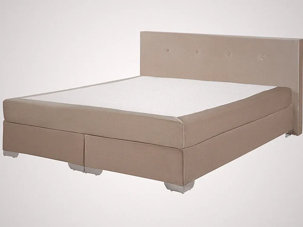 Stilvolles Boxspringbett aus Samtstoff im Glamour Stil Beige 160 x 200 cm Consul