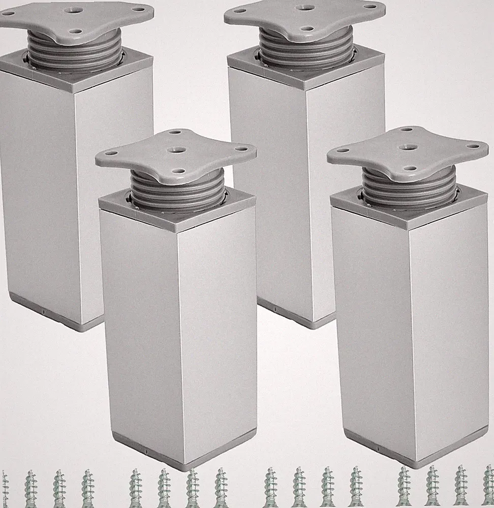 STOLMET Möbelfüße 4 Stück 100 mm Höhenverstellbar Aluminium Matt
