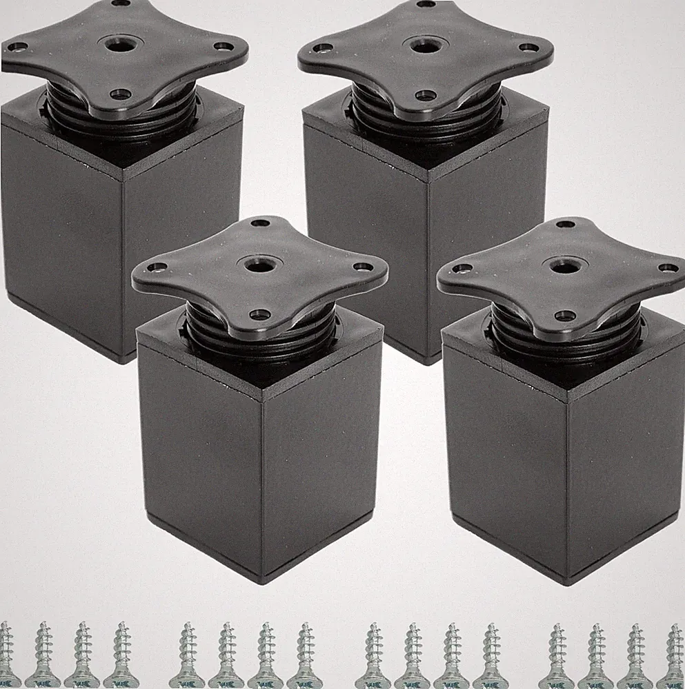 STOLMET Möbelfüße 4x 60 mm, höhenverstellbar, Kunststoff, glänzend schwarz