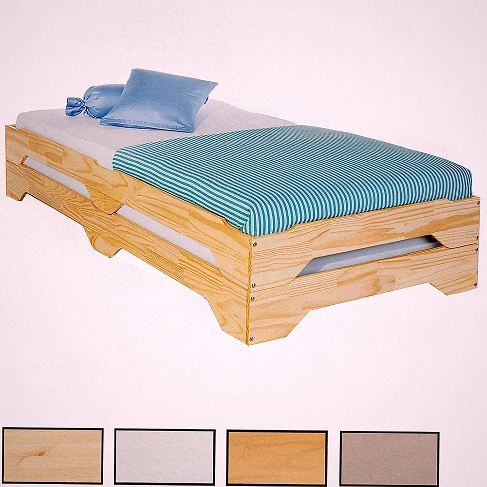 Strapelbett Gästebett Stapelliege Massivholzbett Set 2 Stück Kiefer massiv Bett