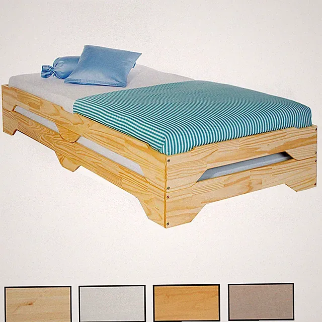 Strapelbett Gästebett Stapelliege Massivholzbett Set 2 Stück Kiefer massiv Bett