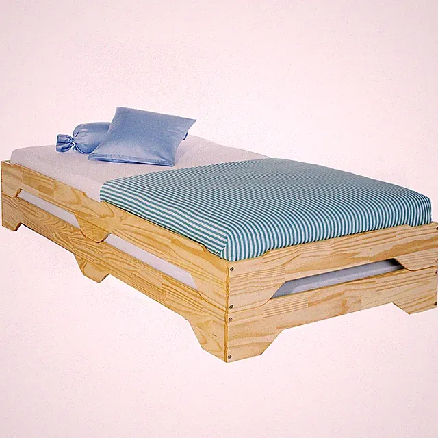 Strapelbett Gästebett Stapelliege Massivholzbett Set 2 Stück Kiefer massiv Bett