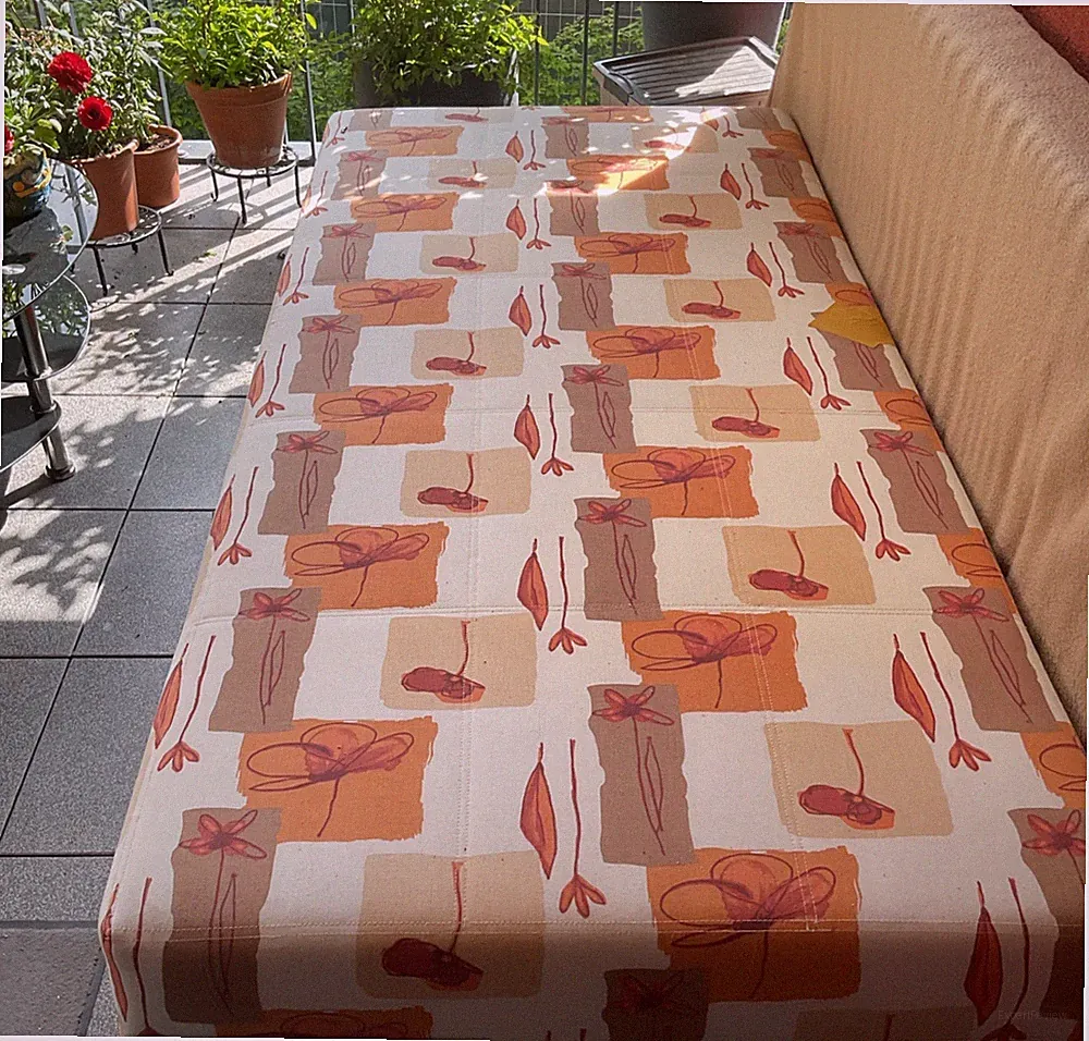 Tagesbett 100x200 cm Holzwerkstoff, bezogen, abstraktes Muster, Bettkasten, ora...