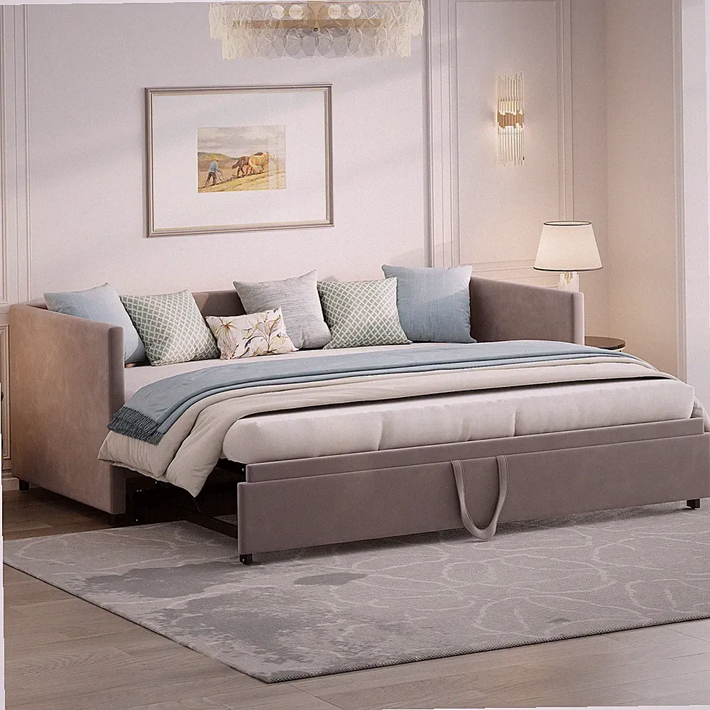 Tagesbett Ausziehbar 90/180x200 cm Schlafcouch- Polsterbett,Ausziehbar Gästebett