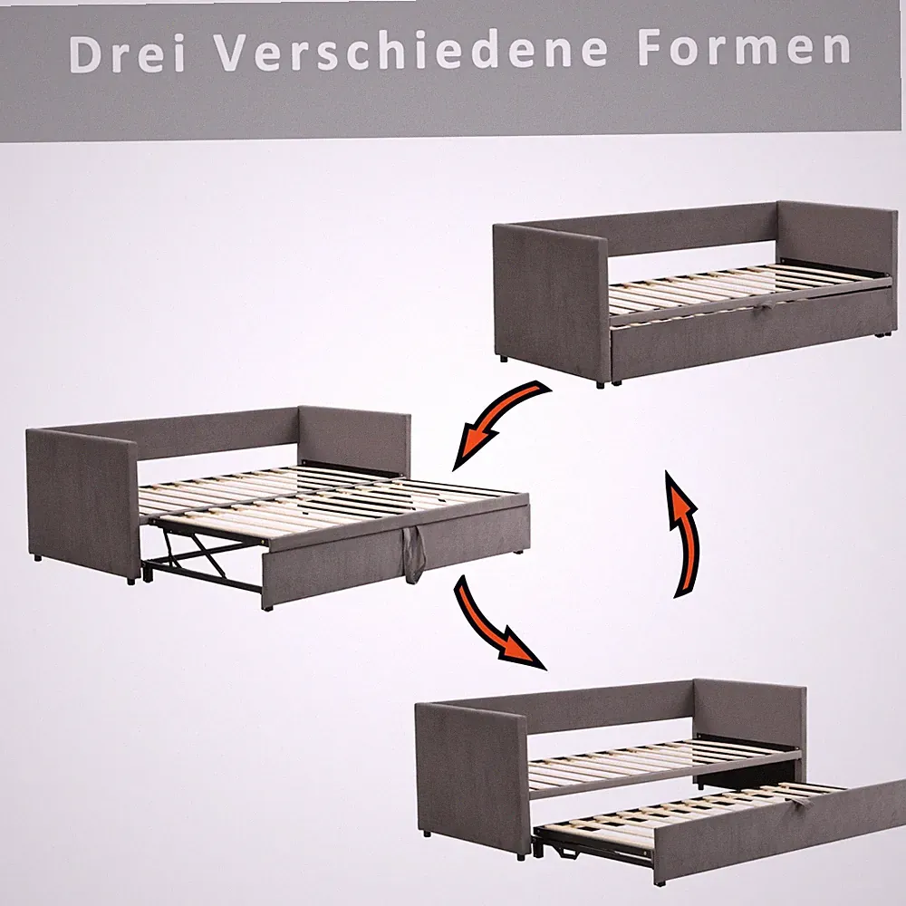 Tagesbett Ausziehbar 90/180x200cm Polsterbett Schlafcouch Gästebett