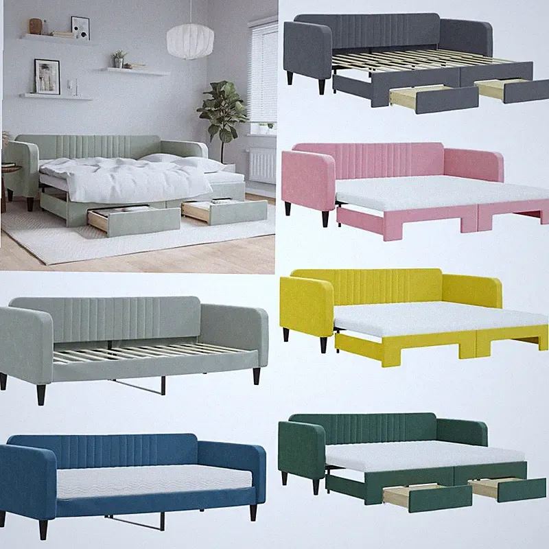 Tagesbett Ausziehbar Gästebett Sofabett Sofa Bettgestell Bettsofa Samt vidaXL