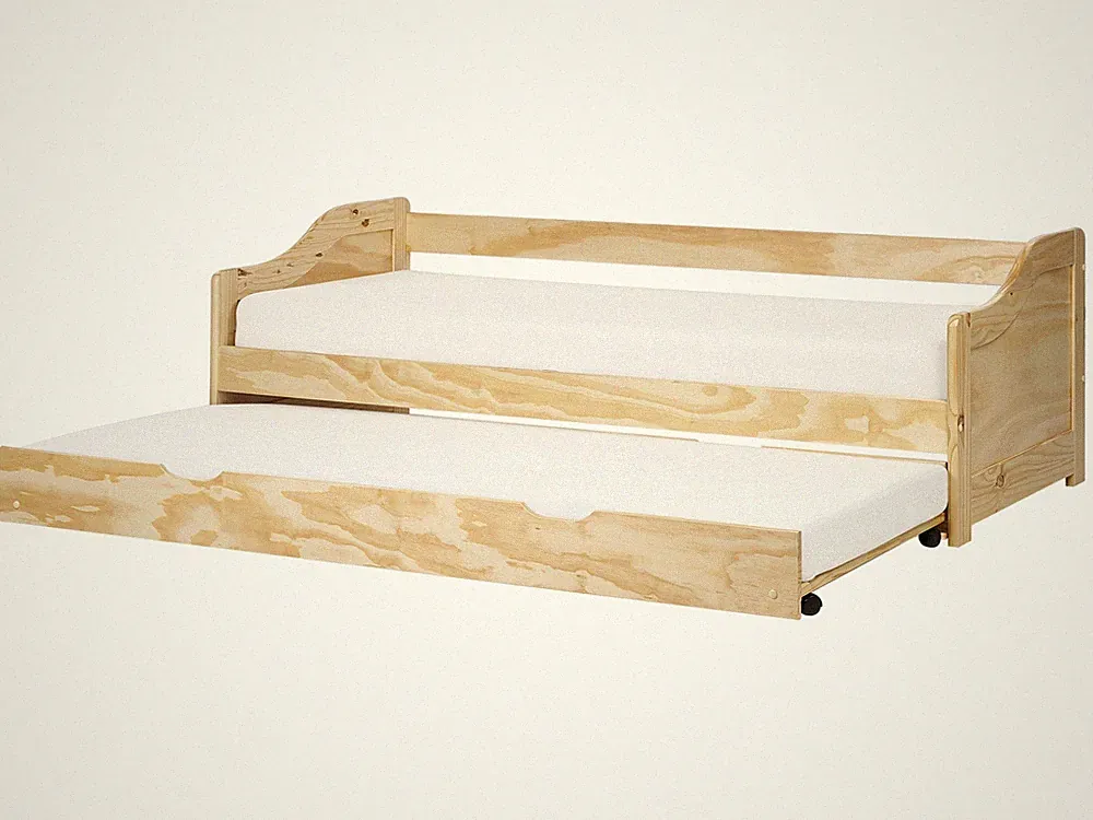 Tagesbett ausziehbar Kiefernholz hellbraun mit Lattenrost 90 x 200 cm Luneray