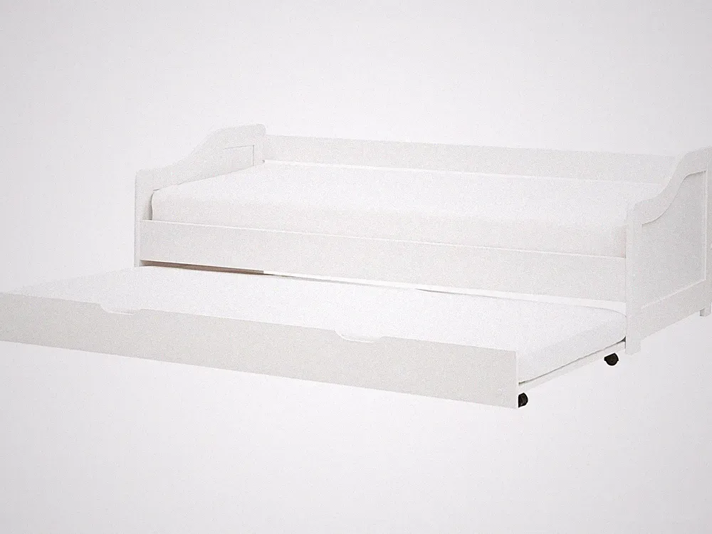 Tagesbett ausziehbar Kiefernholz weiß mit Lattenrost 90 x 200 cm Luneray