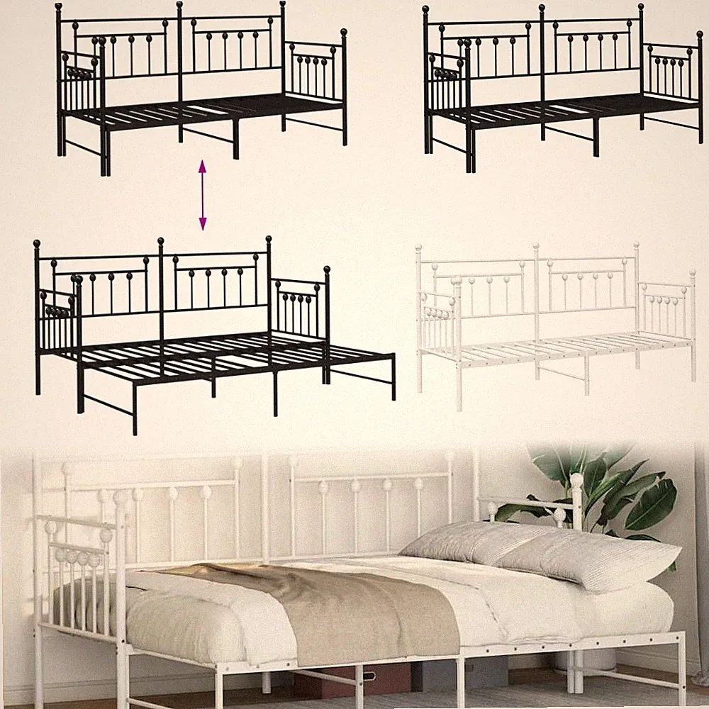 Tagesbett Ausziehbar Metallbett Einzelbett Bettgestell Gästebett Bettrahmen