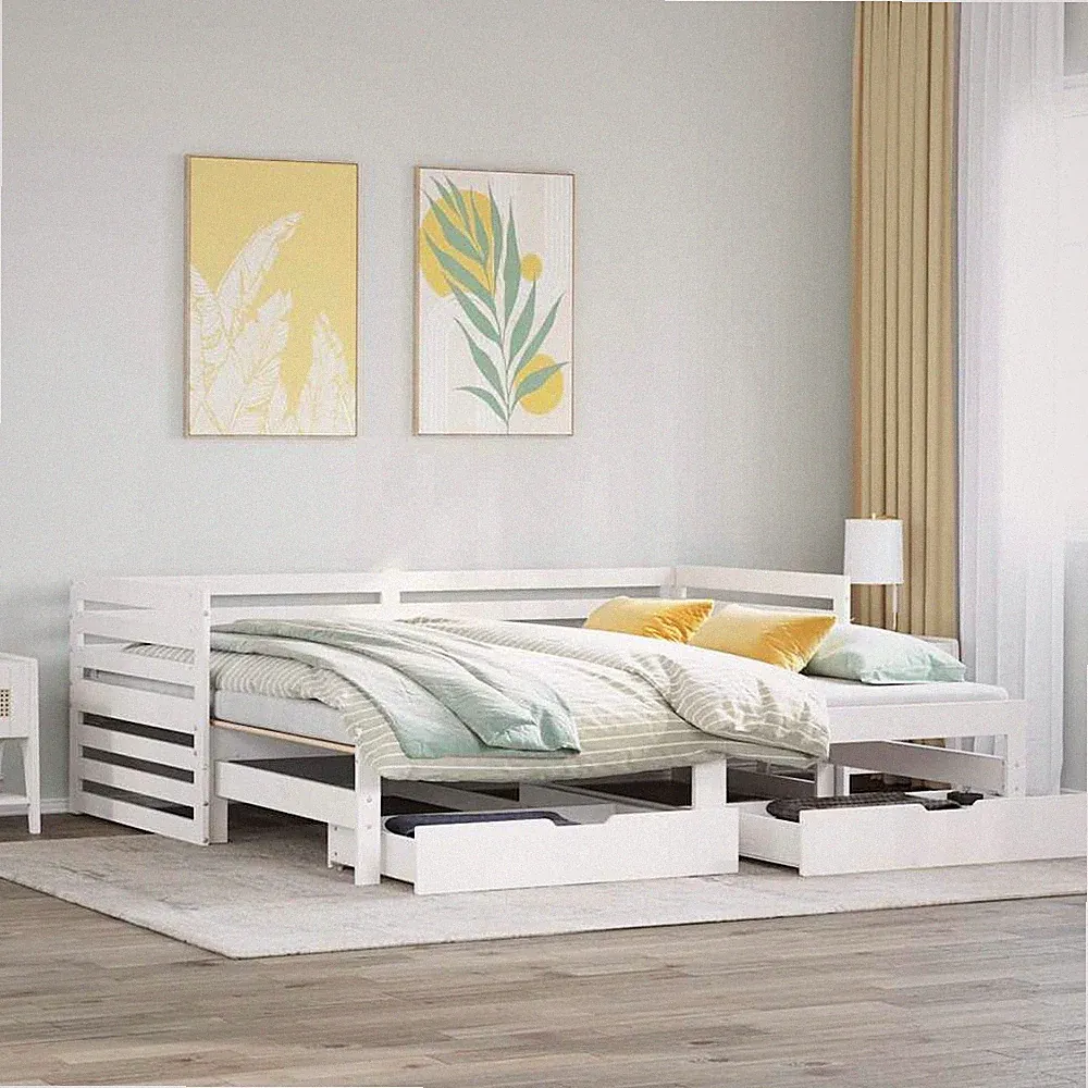 Tagesbett Ausziehbar mit Schubladen Gästebett Bettsofa Massivholz Kiefer vidaXL