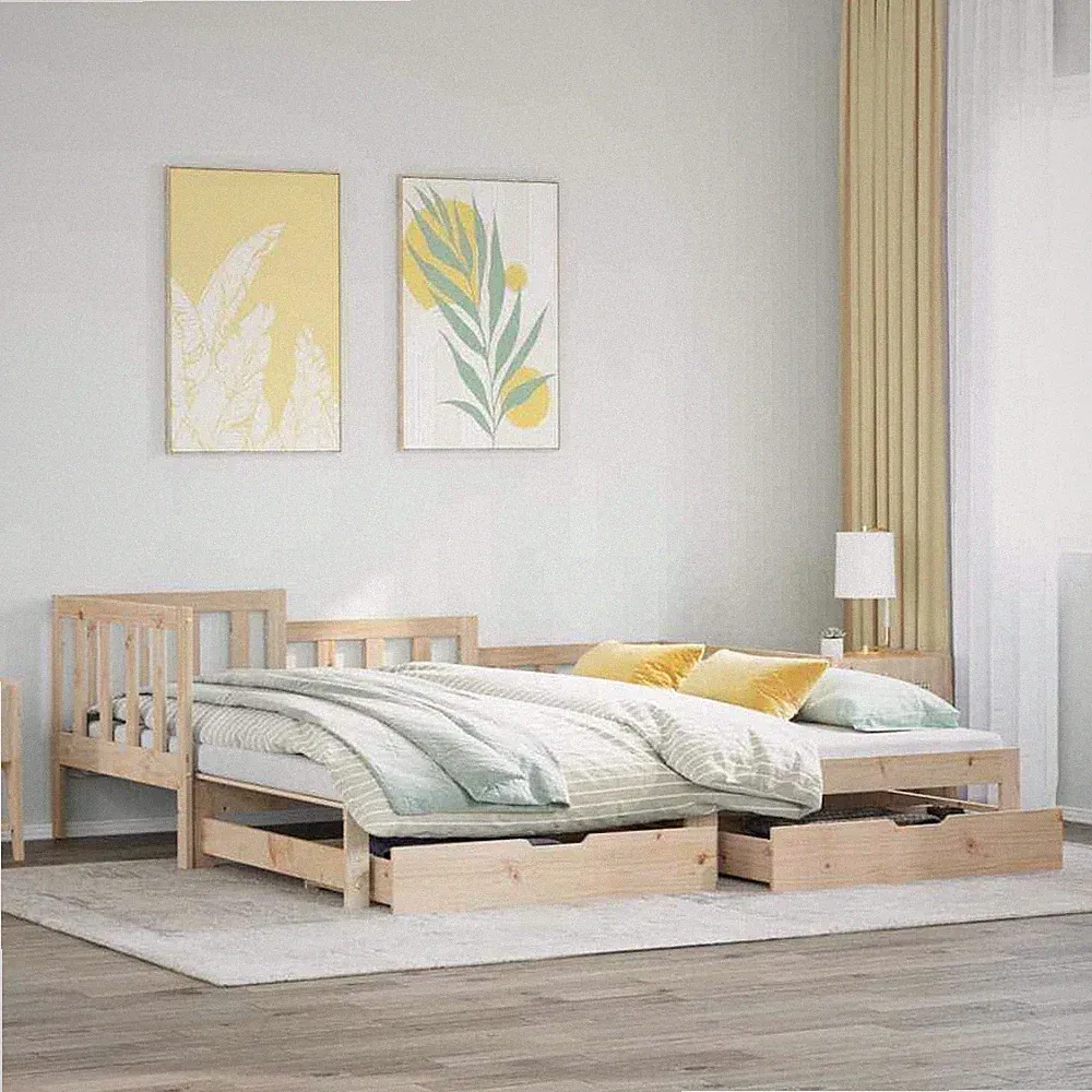 Tagesbett Ausziehbar mit Schubladen ohne Matratze Schlafzimmerbett Einzelbett