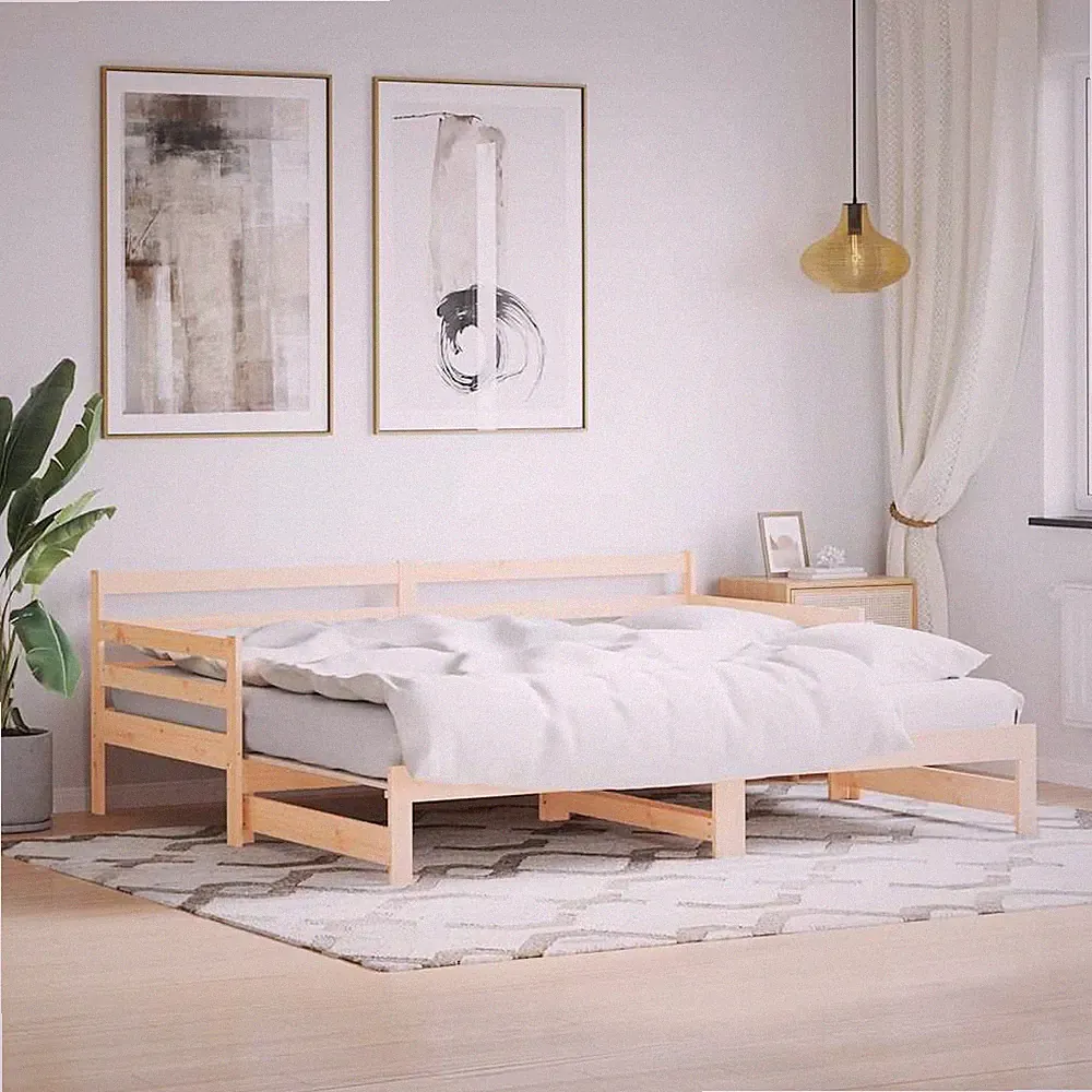 Tagesbett Ausziehbar Schlafsofa Bett Sofa Gästebett Massivholz Kiefer vidaXL