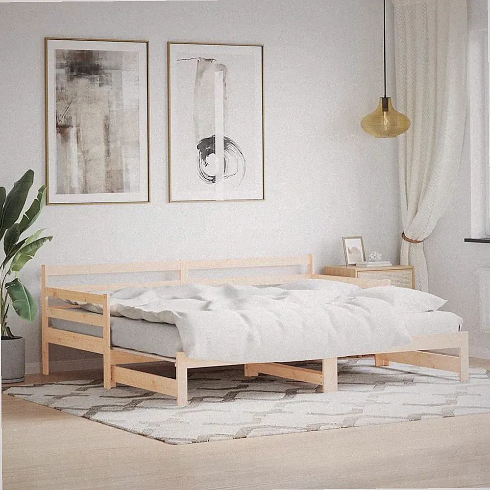 Tagesbett Ausziehbar Schlafsofa Bett Sofa Gästebett Massivholz Kiefer vidaXL