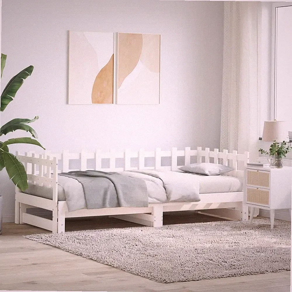 Tagesbett Ausziehbar Schlafsofa Bettsofa Gästebett Bett Massivholz Kiefer vidaXL