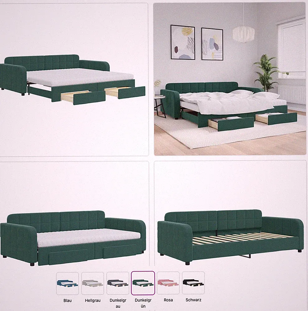Tagesbett Ausziehbar Schlafsofa Mit Schubladen Bettsofa Gästebett Bett