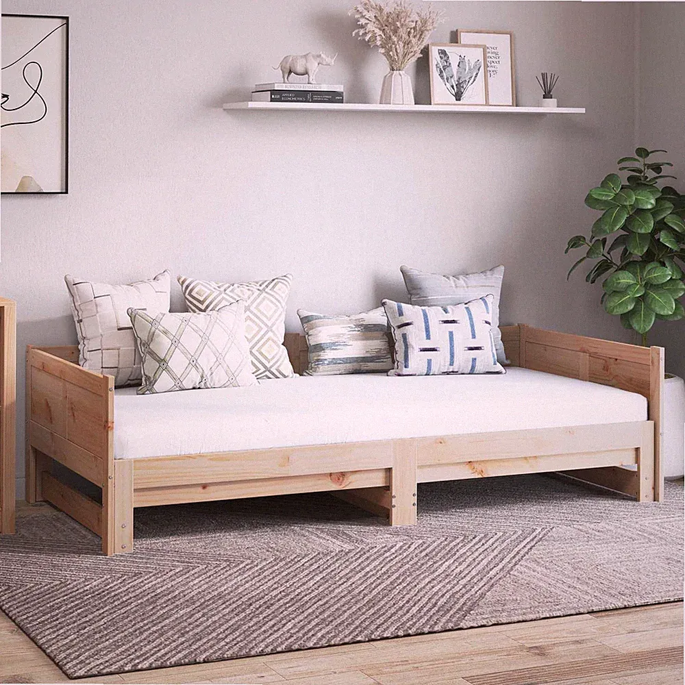 Tagesbett Ausziehbar Sofabett Bett Bettgestell Holzbett Massivholz Kiefer vidaXL