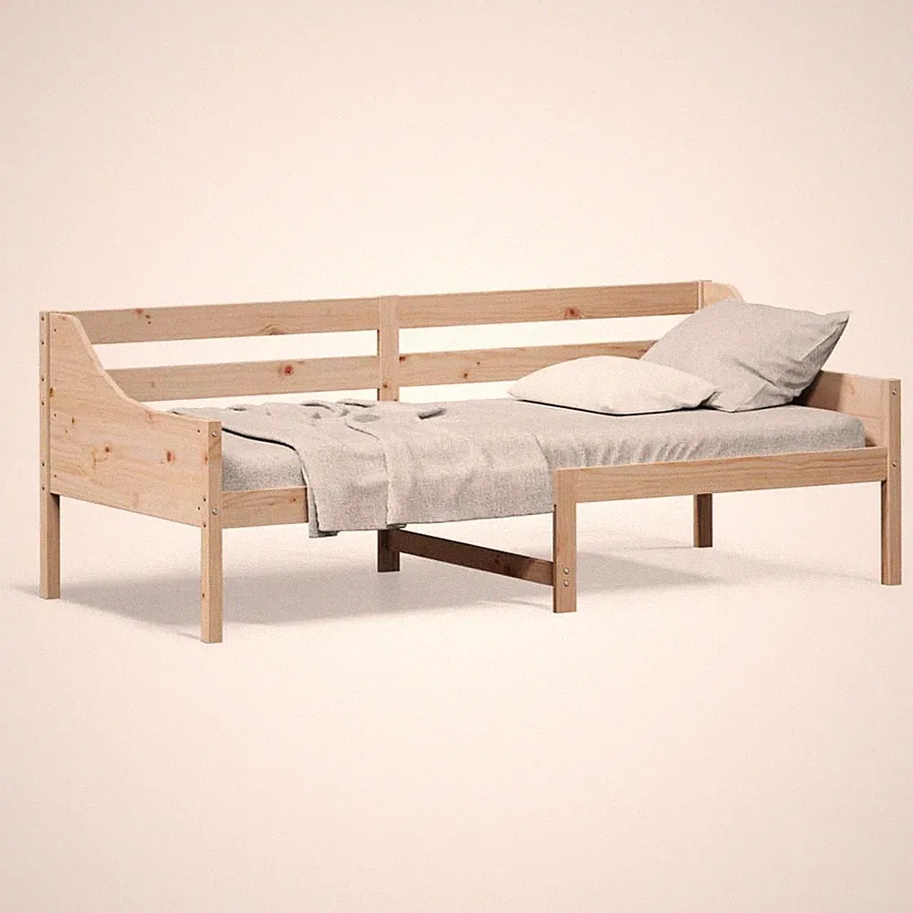 Tagesbett Bett mit Sperrholzlatten Bettgestell mit Schutzgitter Bettrahmen Holzb