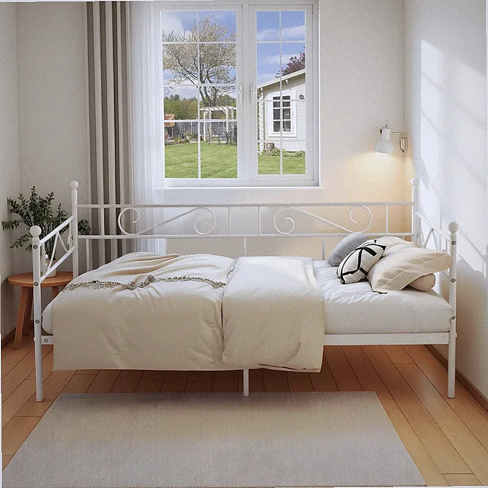 Tagesbett Bettgestell 90x200 cm Bett, Metal Familienbett Gästebett Metallbet...