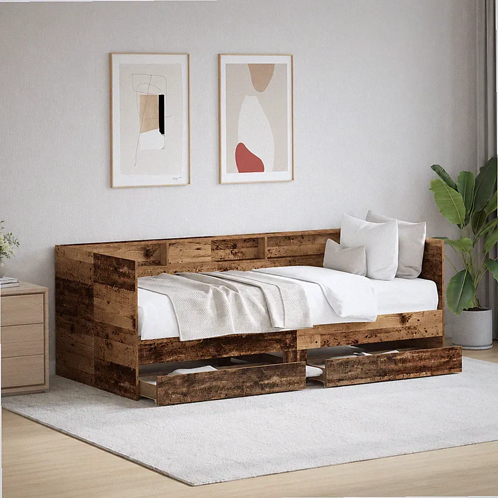 Tagesbett Bettgestell Gästebett Schlafsofa Bett Altholz 100 x 200cm