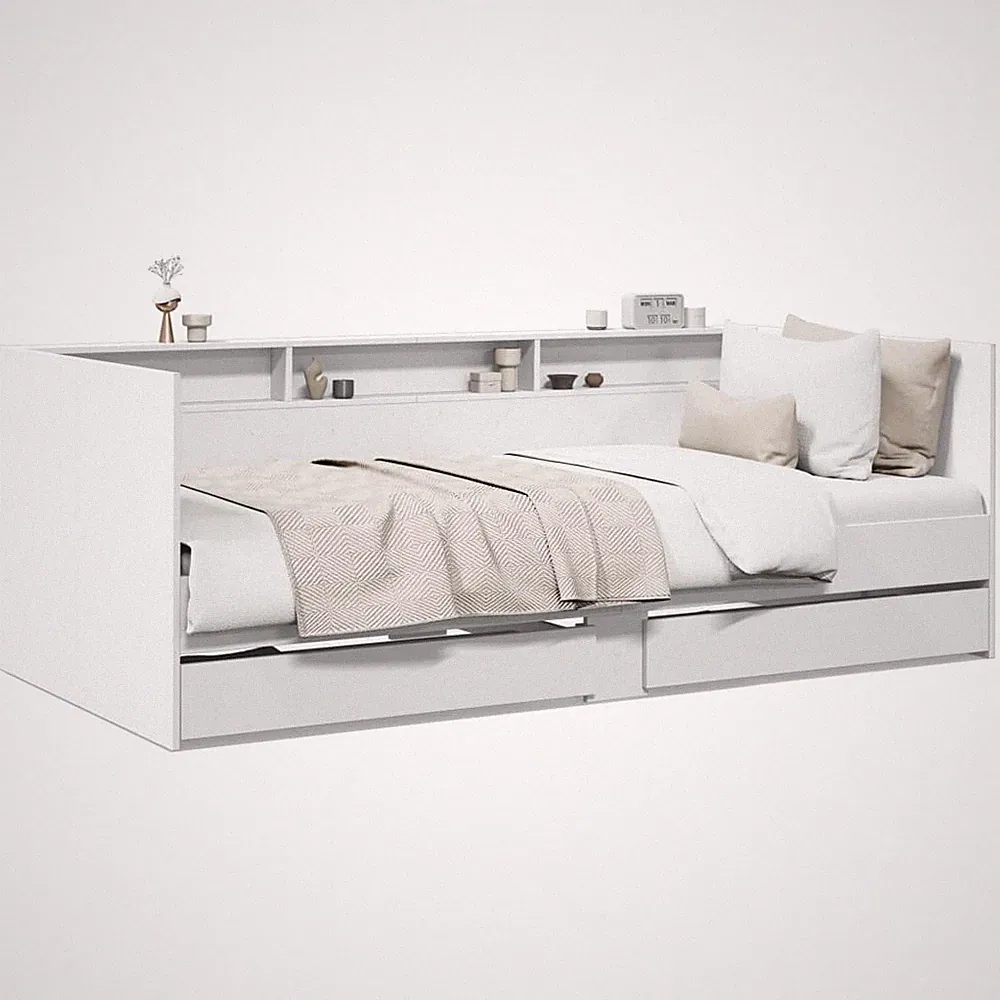 Tagesbett Bettgestell Singlebett Gästebett Bett mit Schubladen ohne Matratze