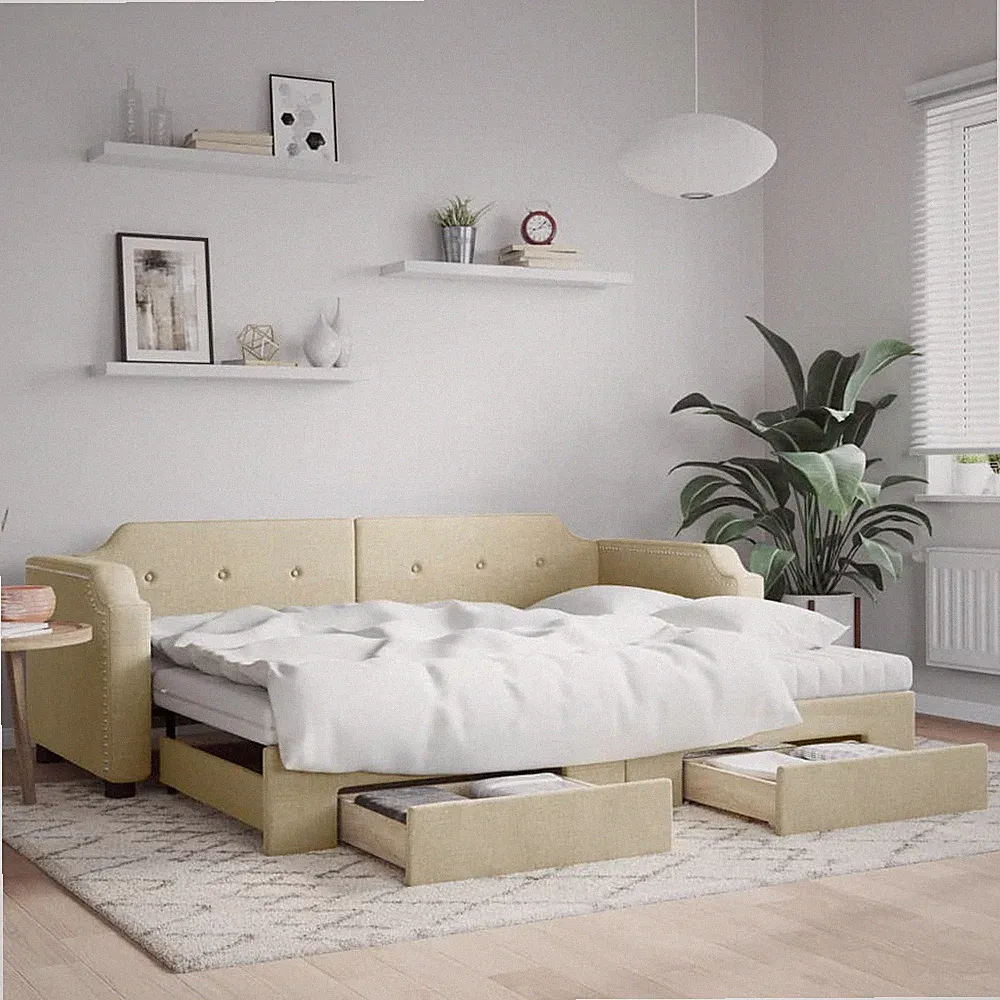 Tagesbett Einzelbett Bettgestell Singlebett Gästebett mit/ohne Matratze Stoff