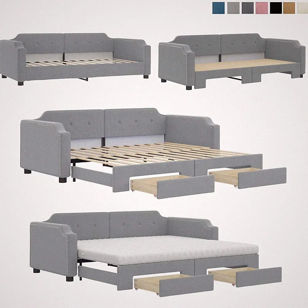 Tagesbett Einzelbett Bettgestell Singlebett Gästebett mit/ohne Matratze Stoff