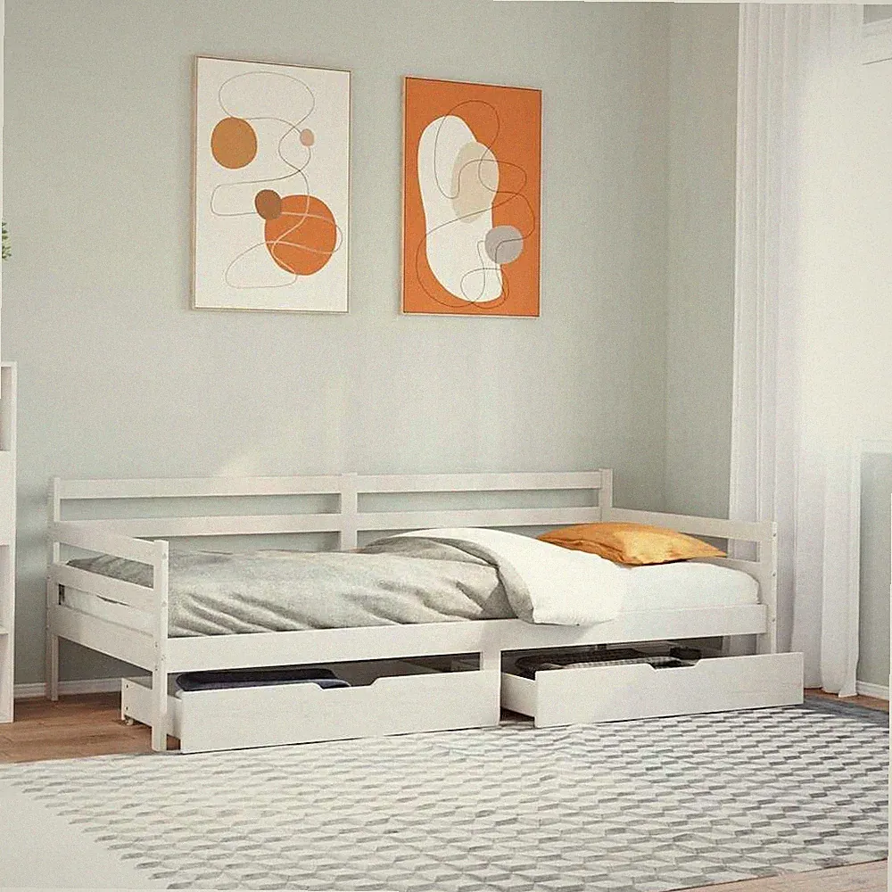 Tagesbett Gästebett Bettsofa Schlafsofa Schubladen 90x200cm Massivholz vidaXL