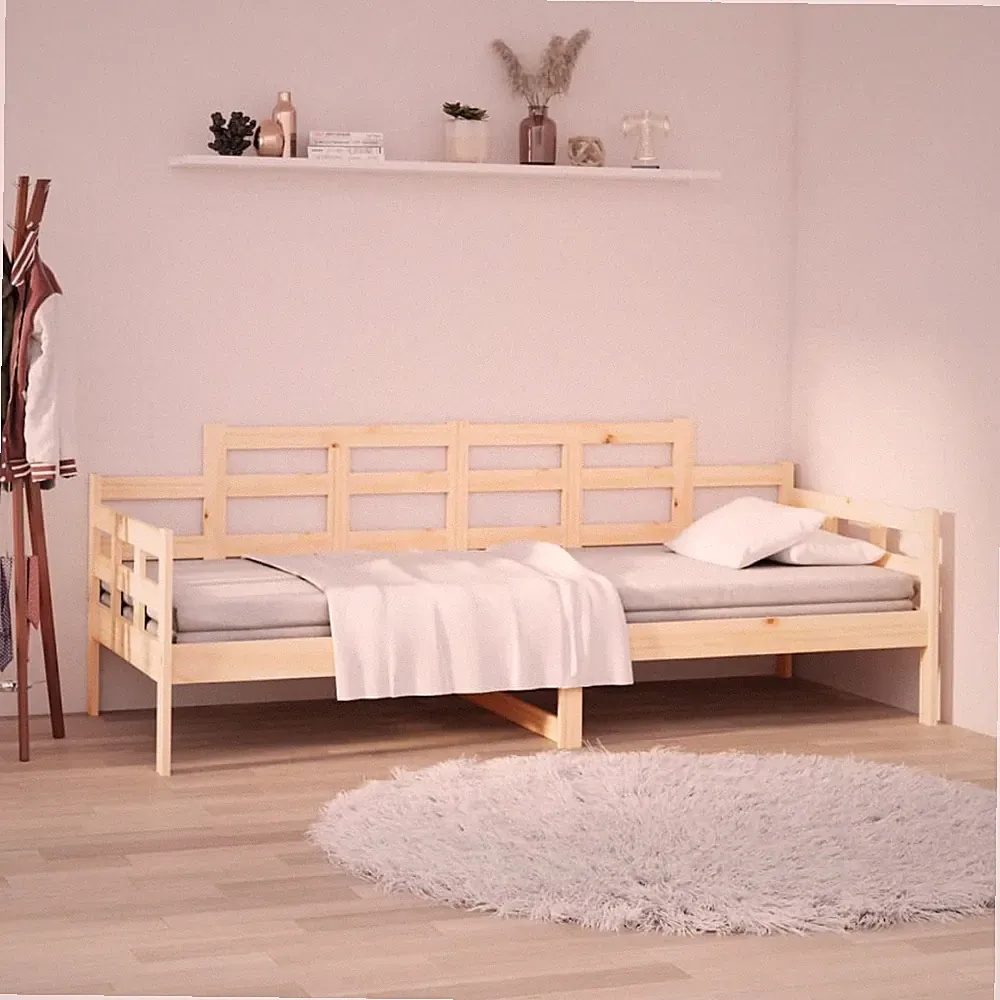 Tagesbett massiv Kiefernholz natur 80x200 cm rustikal Gäste Schlafsofa Gestell unbehandelt XL