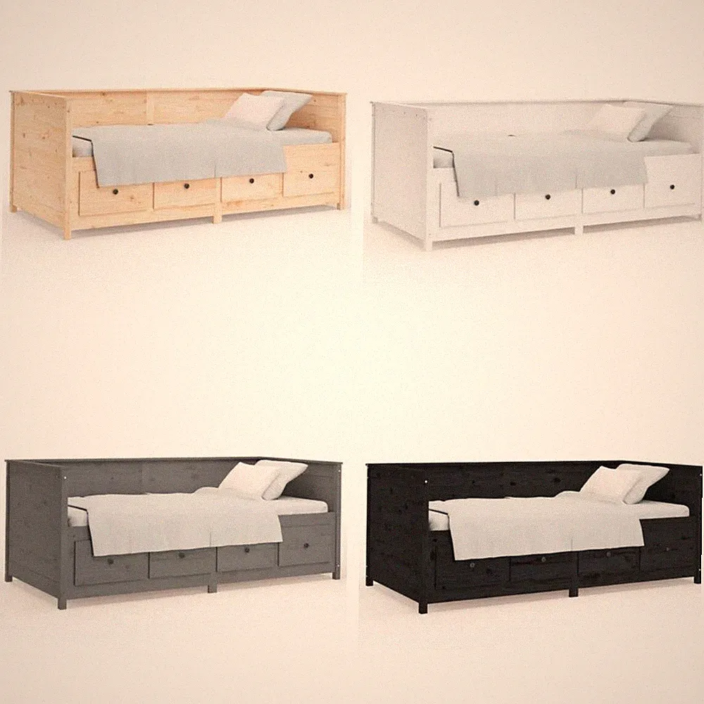 Tagesbett Massivholz Kiefer Bettgestell Schlafzimmer Bett Ausziehbar Schlafsof