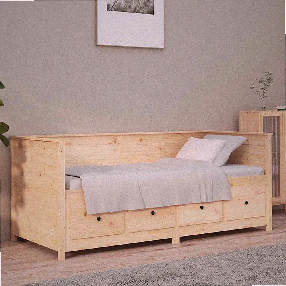 Tagesbett Massivholz Kiefer Bettgestell Schlafzimmer Bett Ausziehbar Schlafsof