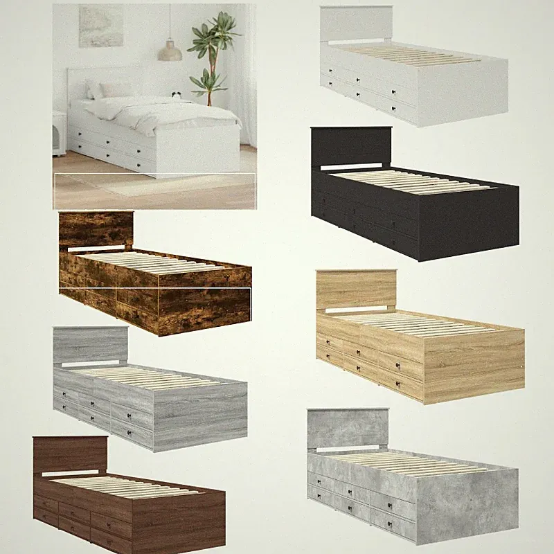 Tagesbett mit 6 Schubladen Kopfteil Holzwerkstoff Bettgestell Bettrahmen Bett