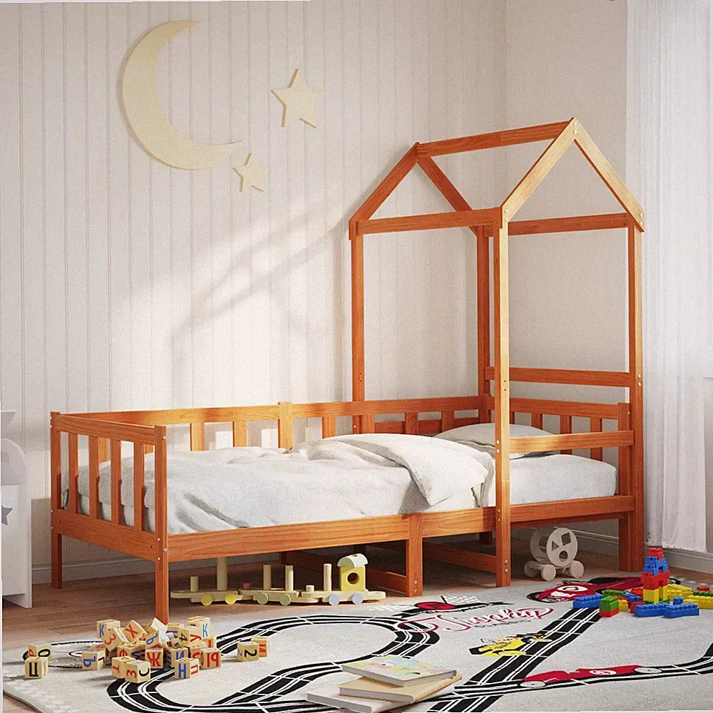 Tagesbett mit Dach Bettgestell Holzbett Sofabett Massivholz Kiefer vidaXL