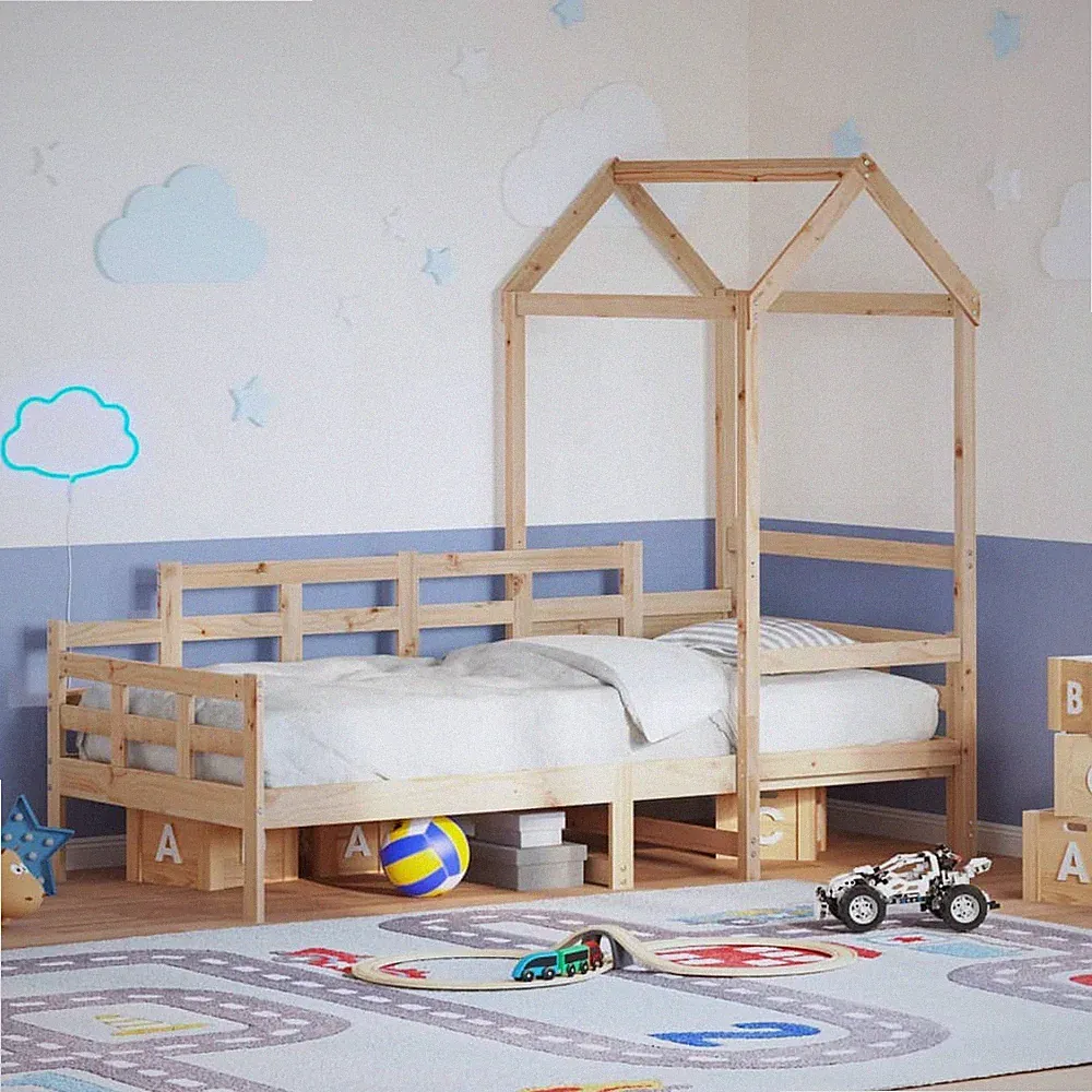 Tagesbett mit Dach Sofabett Kinderbett Gästebett Massivholz Kiefer