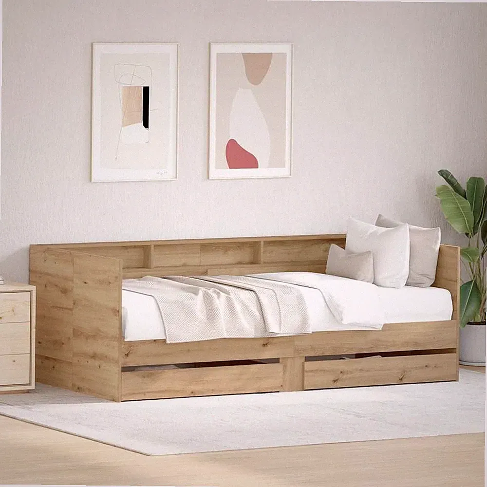 Tagesbett mit Kopfteil Artisan-Eiche 90 x 190 cm Holzwerkstoff