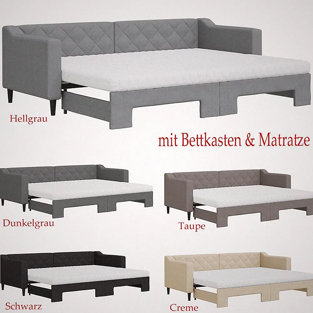 Tagesbett mit Lattenrost Ausziehbar Bettsofa Gästebett Massivholz Sofa Bett