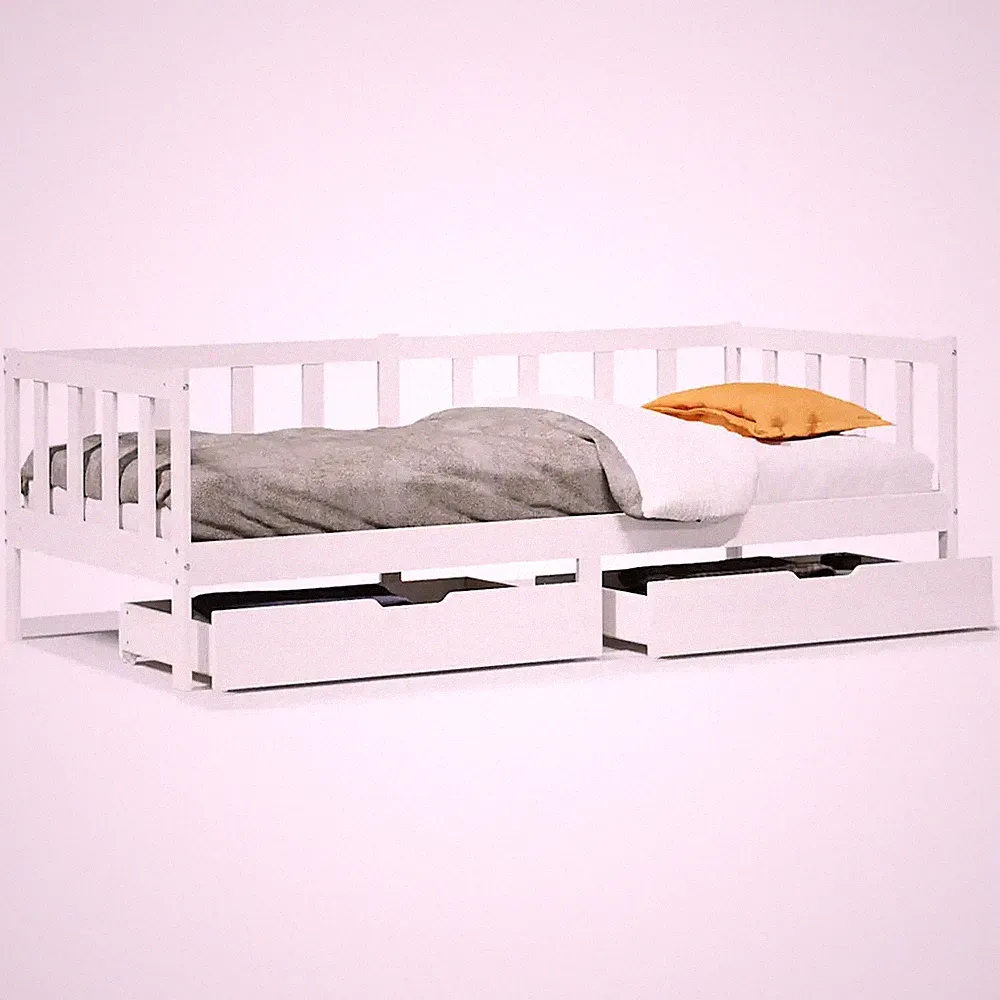 Tagesbett mit Schubladen Kiefernholz Weiß 80x200 cm Bett mit Aufbewahrung