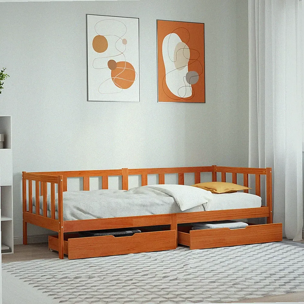 Tagesbett mit Schubladen Sofabett Gästebett Bettsofa Massivholz Kiefer vidaXL