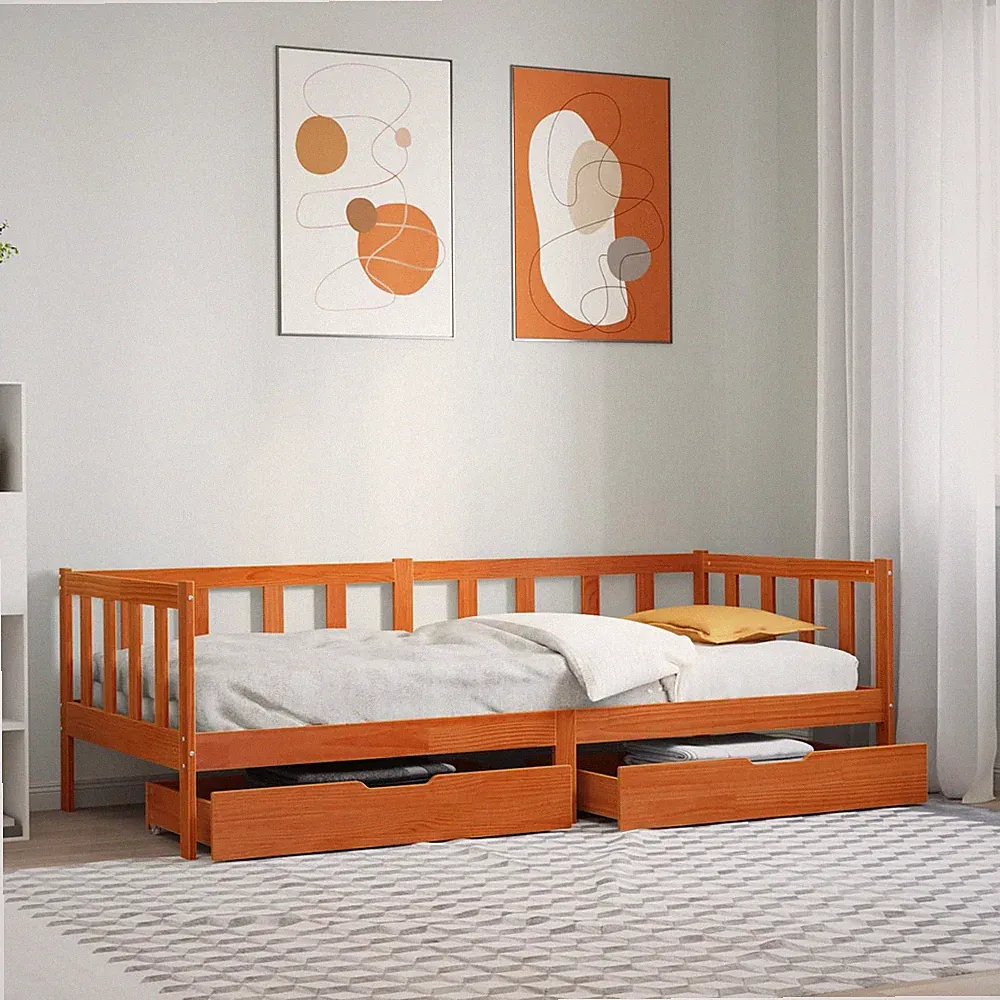 Tagesbett mit Schubladen Sofabett Gästebett Bettsofa Massivholz Kiefer vidaXL
